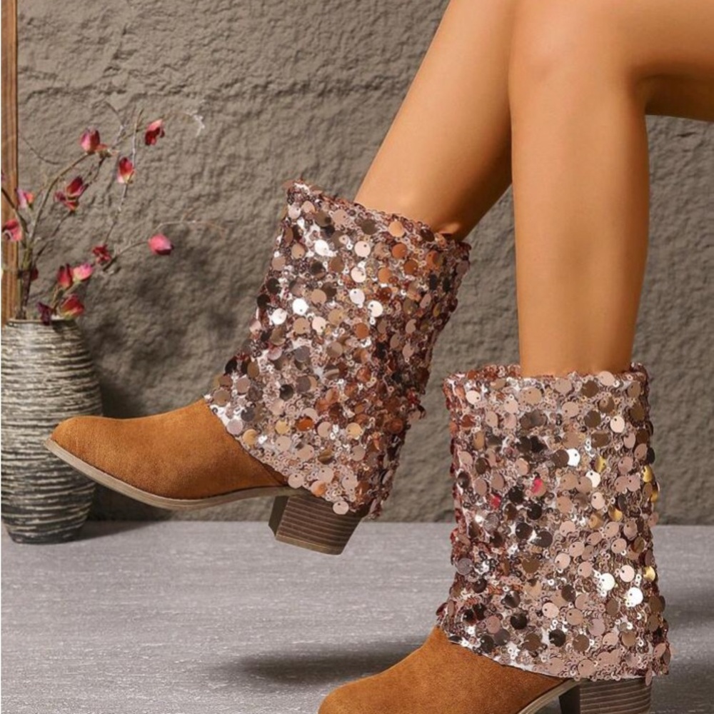 Sequin boots size 8.5 NWT
